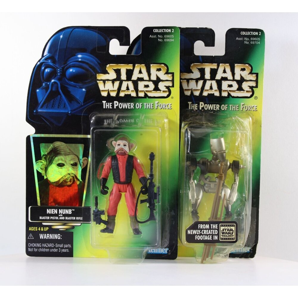 Star Wars The Power Of The Force Nien Nunb & ASP-7 Droid SEALED 2 Figures 1997